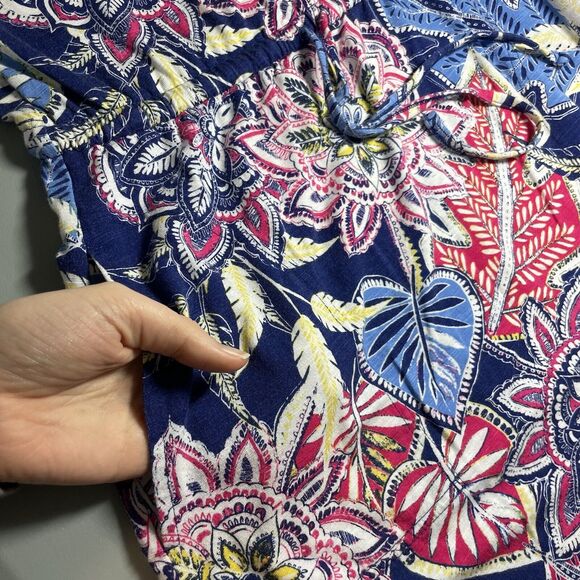 T by Talbots Floral Drawstring Waist Pocket Cap Sleeve Casual T-Shirt Dress Sz P - Picture 13 of 13